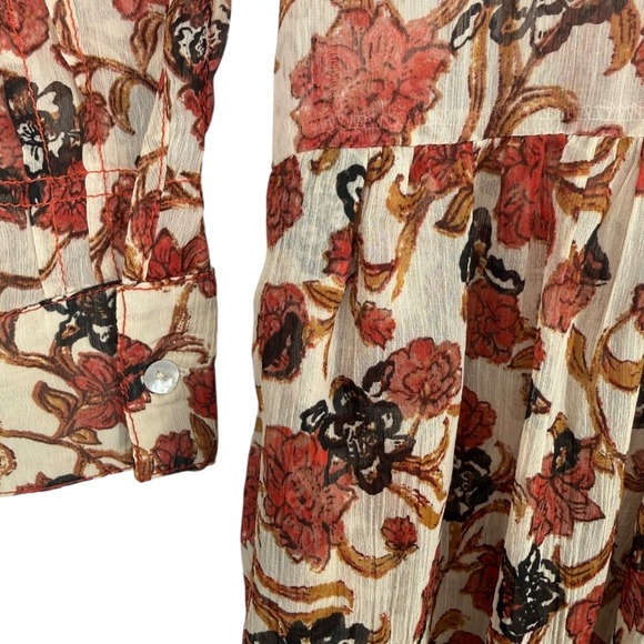 Free People See It Through Long Sleeve Floral Maxi Dress Size Small Bohemian - Picture 9 of 16